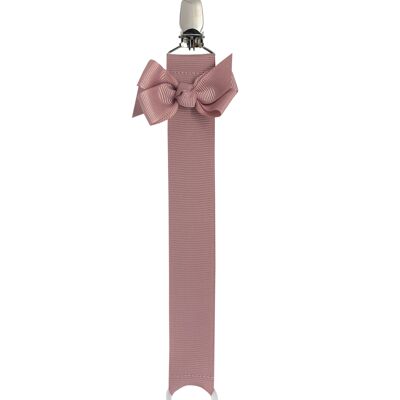 Attache-tétine rose antique avec noeud