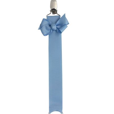 Catena porta ciuccio in azzurro con fiocco