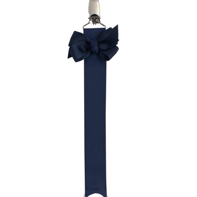 Catena porta ciuccio blu navy con fiocco