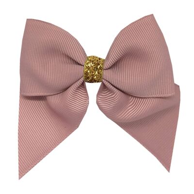 Chloe medium Étoile hair bow with clip gold and antique pink