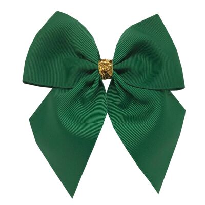 Chloe medium Étoile hair bow with clip gold and dark green