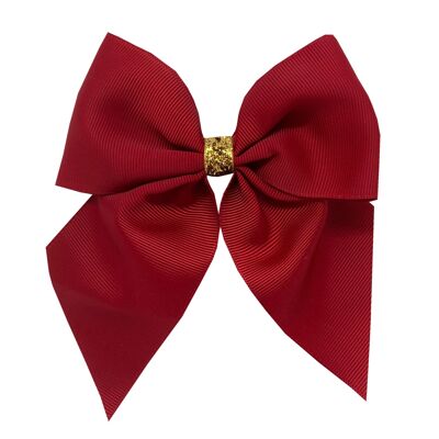 Chloe medium Étoile hair bow with clip gold and dark red