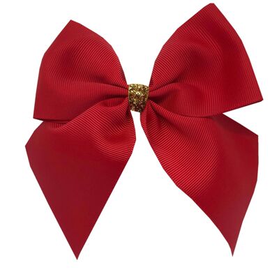 Chloe medium Étoile hair bow with clip gold and red
