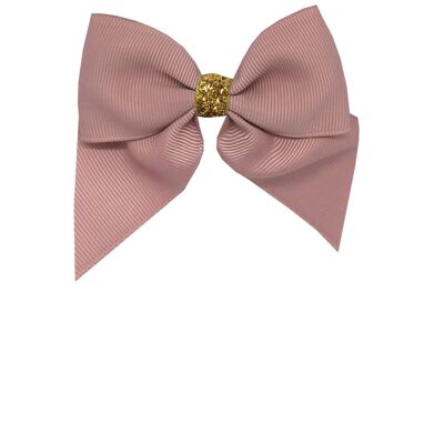 Chloe mini Étoile hair bow with clip gold and antique pink