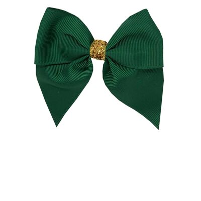 Chloe mini Étoile hair bow with clip gold and dark green