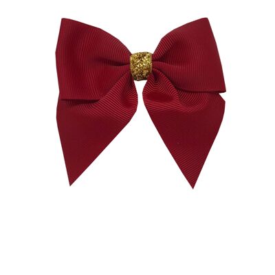 Chloe mini Étoile hair bow with clip gold and dark red