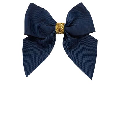 Fiocco per capelli Chloe mini Étoile con clip oro e blu navy