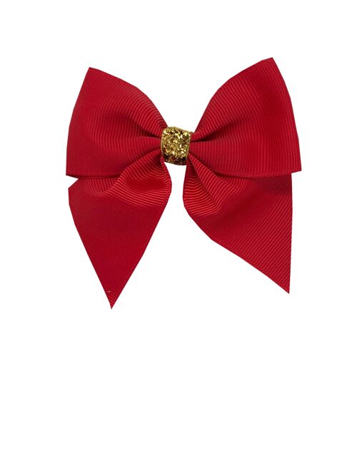 Chloe mini Étoile Haarschleife mit Clip gold und rot