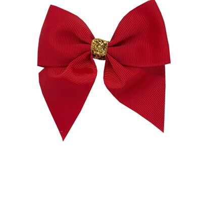 Chloe mini Étoile hair bow with clip gold and red