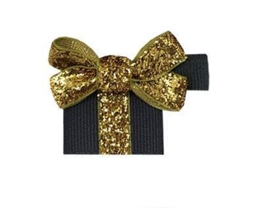 Cadeau Étoile Haarschleife mit Clip gold und anthrazit