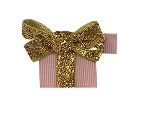 Cadeau Étoile Haarschleife mit Clip gold und antikrosa