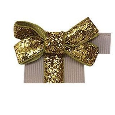 Cadeau Étoile Haarschleife mit Clip gold und taupe