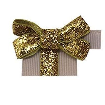 Fiocco per capelli Cadeau Étoile con clip oro e tortora