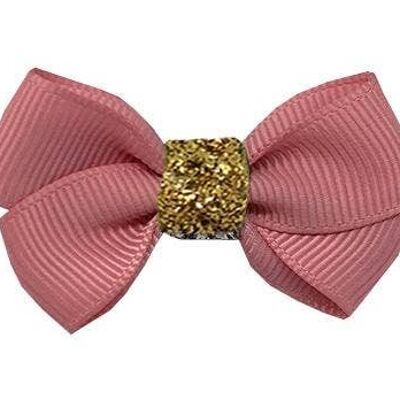 Estelle Étoile hair bow with clip gold and antique pink