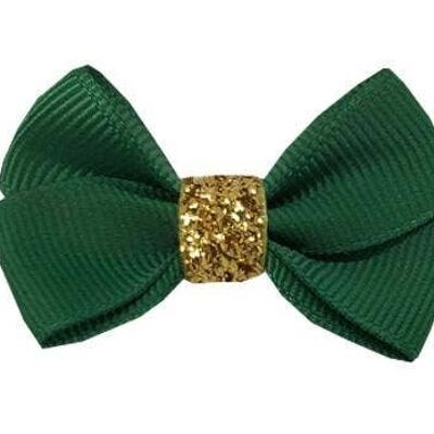 Estelle Étoile hair bow with clip gold and dark green