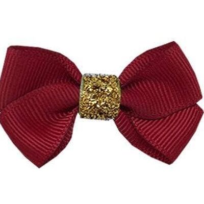 Estelle Étoile hair bow with clip gold and dark red