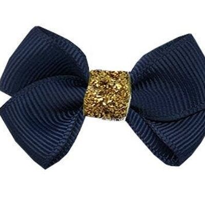 Estelle Étoile Haarschleife mit Clip gold und marineblau