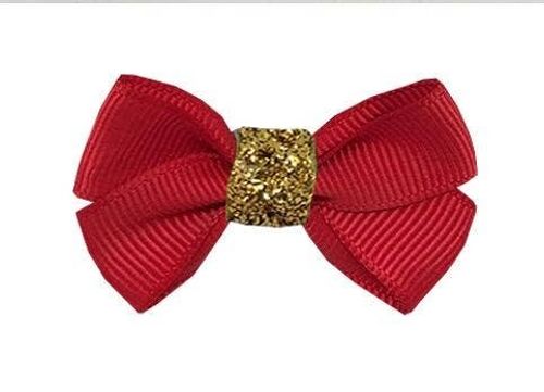 Estelle Étoile Haarschleife mit Clip gold und rot