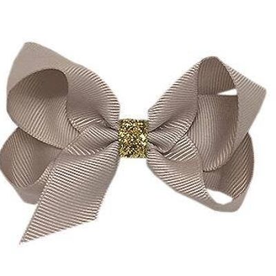 Maxima Étoile hair bow with clip gold and taupe