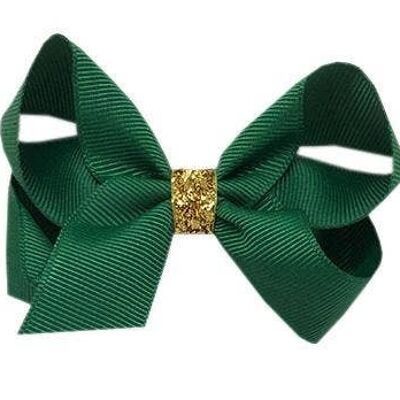 Maxima Étoile hair bow with clip gold and dark green