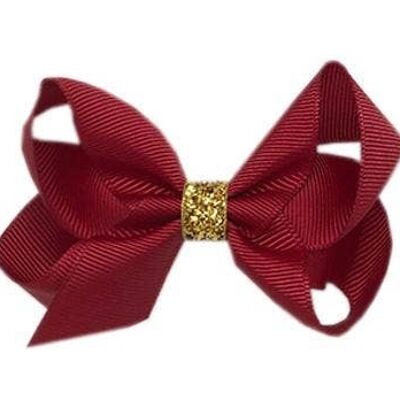 Maxima Étoile hair bow with clip gold and dark red