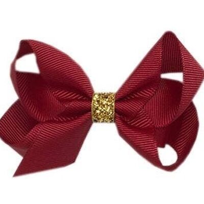 Maxima Étoile hair bow with clip gold and dark red