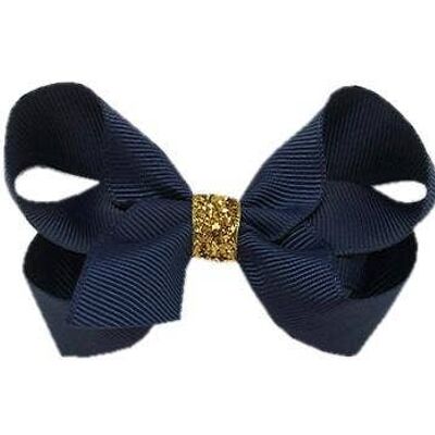 Maxima Étoile hair bow with clip gold and navy blue
