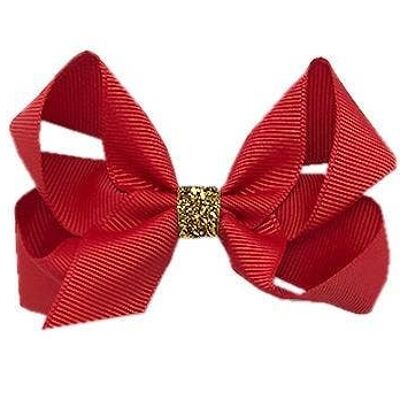 Maxima Étoile hair bow with clip gold and red