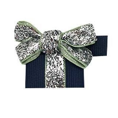 Cadeau Étoile hair bow with clip silver and navy blue
