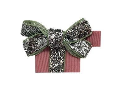 Cadeau Étoile Haarschleife mit Clip silber und altrosa