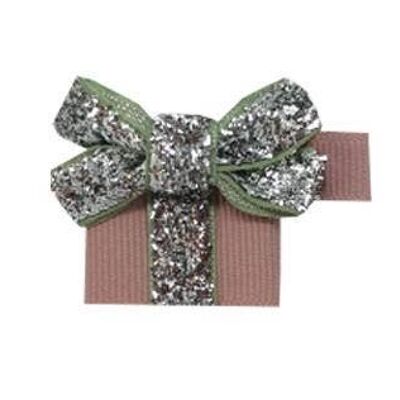 Cadeau Étoile hair bow with clip silver and antique pink