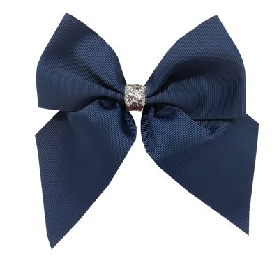 Chloe medium Étoile hair bow with clip silver and navy