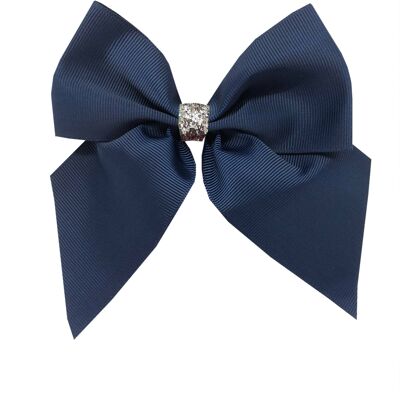 Chloe medium Étoile hair bow with clip silver and navy