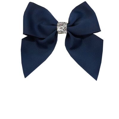 Chloe mini Étoile hair bow with clip silver and navy