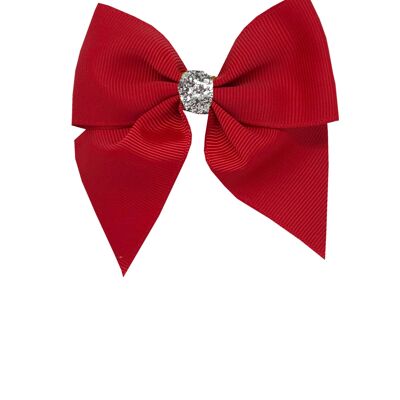 Chloe mini Étoile hair bow with clip silver and red