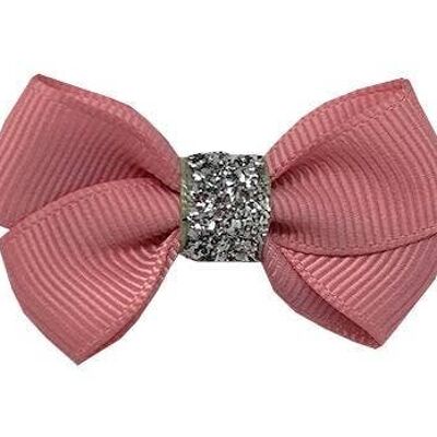 Estelle Étoile hair bow with clip silver and antique pink