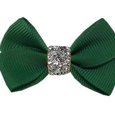 Estelle Étoile hair bow with clip silver and dark green
