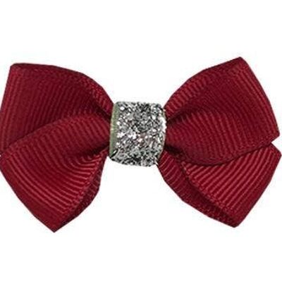 Estelle Étoile hair bow with clip silver and dark red