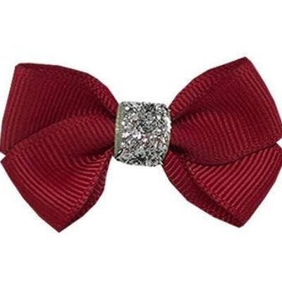 Estelle Étoile hair bow with clip silver and dark red