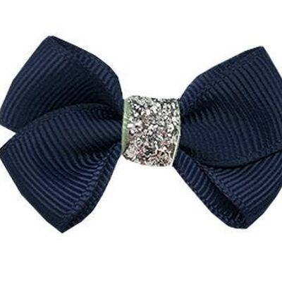 Estelle Étoile hair bow with clip silver and navy blue