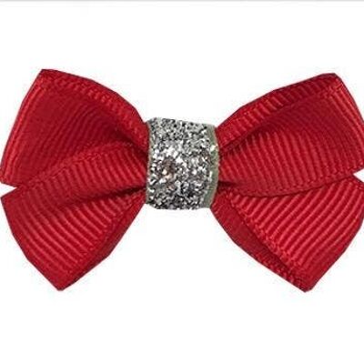 Estelle Étoile hair bow with clip silver and red
