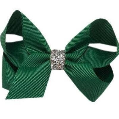 Maxima Étoile hair bow with clip silver and dark green