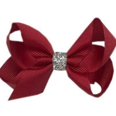 Maxima Étoile hair bow with clip silver and dark red