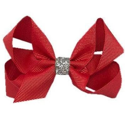 Maxima Étoile hair bow with clip silver and red