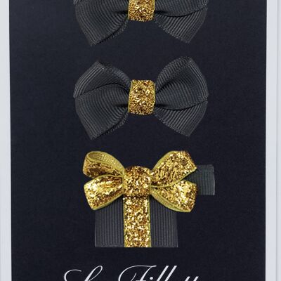 Estelle et cadeau set with clip gold anthracite