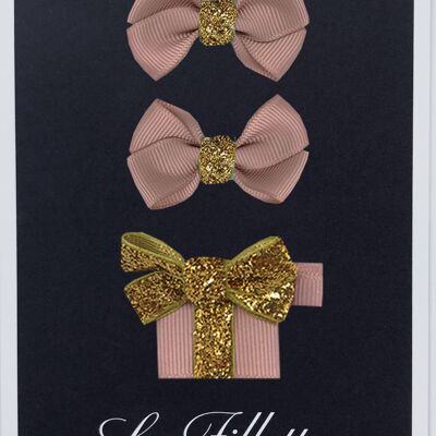 Estelle et cadeau set with antique pink gold clip