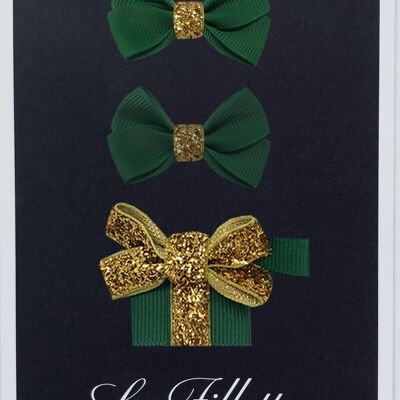 Estelle et cadeau set with clip gold dark green