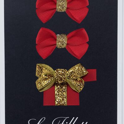 Estelle et cadeau set with clip gold red