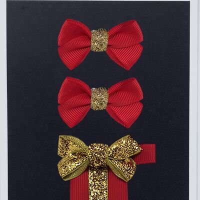 Estelle et cadeau set with clip gold red