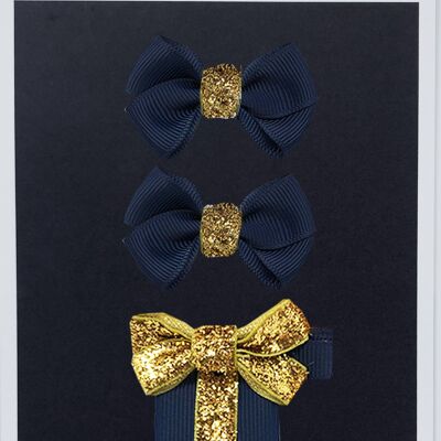 Estelle et cadeau set with clip gold navy blue